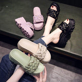 High Heels Slides Summer Fashion Woven Muffin High Heel Sandals