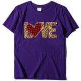 Valentine's Day T Shirt Large Size T-shirt Short Sleeve Leopard Print Love Red Plaid Heart Printing Spring and Summer