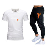 Vlone T Shirts & Pants 2 Piece Set T-Shirt Men'S Suit Printed Sports