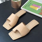 Women Open Toe Sandals Flats Summer Square Toe Flat Bottom Roman Style Sandals for Women