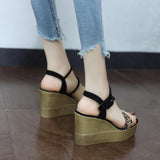 High Heels Slippers Bohemian Sandals Summer Fashion Printing Mesh Platform High Heels