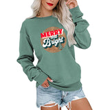 Merry and Bright Sweatshirts Merry and Bright Printed Large Size round Neck Sweater