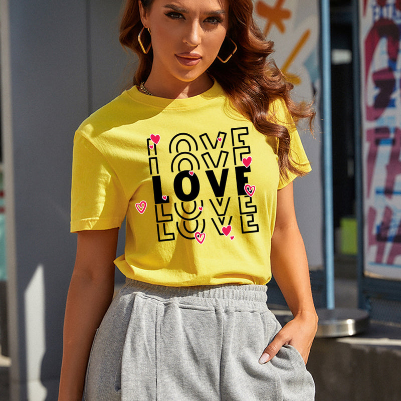 Valentine's Day T Shirts Couples Printed Loose Pullover Loose Short Sleeve T-shirt