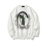 Men Sweater Dark Statue Printed Sweater Men's Loose round Neck