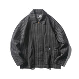 Men Denim Jackets Casual Vertical Stripes Loose Youth Denim