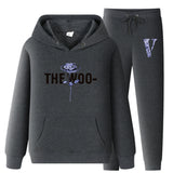 Vlone Hoodie & Pants 2 Piece Set V Printing Stylish Casual Hooded