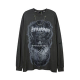 Man Fall Outfits Dark High Street Style Hand-Painted Graffiti Printing Long-Sleeved T-shirt Men's Top