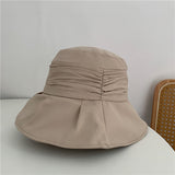 Women Bucket Hat Pleated Bucket Hat Sunshade Foldable