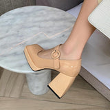 Nude Block Heels Spring Chunky Heel High Heels