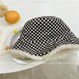 Vintage Check Bucket Hat Faux Cashmere