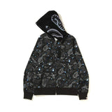 Bathing Ape Jacket Autumn and Winter Shark Starry Sky Luminous Cardigan Hoodie Fleece Padded Coat