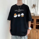 Men T-Shirts Half Sleeve Loose round Neck Print