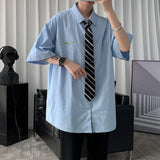 Men Shirt Short Sleeve Shirt Loose