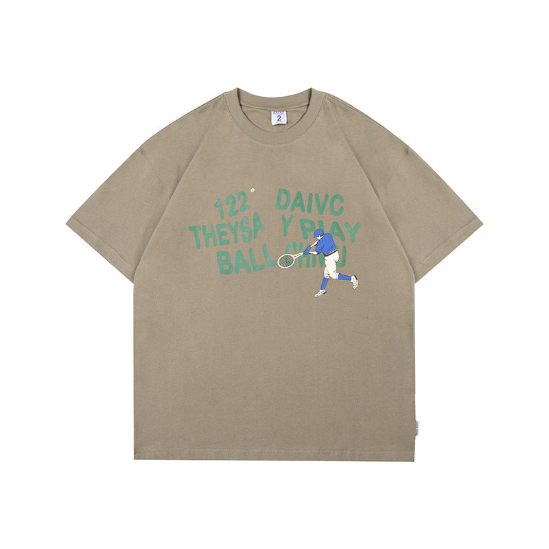 Men T Shitrs Baseball Player Printed Round Neck