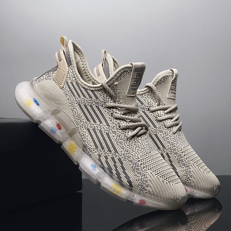 designer Sneaker Shoes Summer Men's Shoes Trendy Breathable Black Sole-Upper Linking Leisure Sports Shoes Men