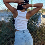 Vintage Y2g Shirts round Neck Vest Summer Slim Fit Sexy Navel