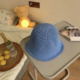 Women Bucket Hat Dome Knitted Fisherman Sun Protection Sunshade