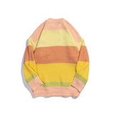 Man Fall Outfits Rainbow Striped Bear Embroidered Sweater Men's Loose Sweater