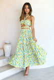 Gypsy Girl Outfits Printed Dress Casual Halter Suit