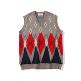 Men Sweater Color Block Jacquard Sweater Vest Coat Men's Sweater Vest