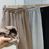 Grey Sweatpants Sweatpants Women's Winter Wear Fleece-Lined Track Pants