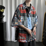 Men Shirts Tie-Dyed Short-Sleeved Shirt