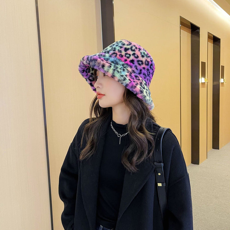 Vintage Check Bucket Hat Lamb Wool Bucket Hat