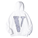 Pop Smoke Hoodies Rose Print Loose Hooded plus Velvet