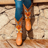 Beth Dutton Shoes Autumn and Winter Women's Embroidered Boots plus Size Sleeve Knight Boots