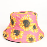 Bucket Hat Fishing Cap Cotton Print Fisherman Hat SUNFLOWER Sunflower Duplex Printing