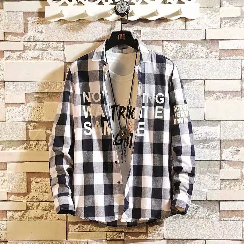 Men Shirts Long Sleeve Shirt Striped Shirt Plaid