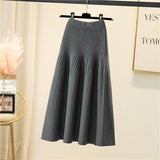 MIDI Mauve Skirt Knitted Skirt Women's Season Pleated Skirt