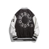 Man Fall Outfis Color Contrast Patchwork Embroidered Baseball Uniform Loose Couple Jacket Coat