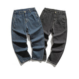 Man Fall Outfis Retro Washed Worn Jeans Street Leisure Wide-Leg Straight Pants