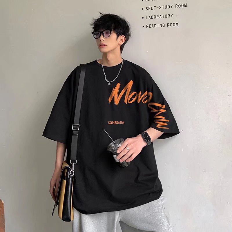 Men T-Shirts Printed Loose Half Sleeve