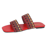 Women Open Toe Sands Flats Summer Flat Woven Flip Flops Fashion Beach Shoes