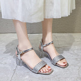 High Heels Ladies Sandals Plus Size Casual Weaving Strap Sandals