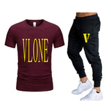 Vlone T Shirts & Pants 2 Piece Set Short-Sleeved Trousers Casual Summer Trousers For Men
