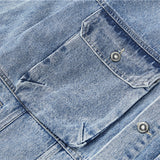 Men Denim Jackets Casual Jacket Trendy Student Multi-Pocket Denim Jacket