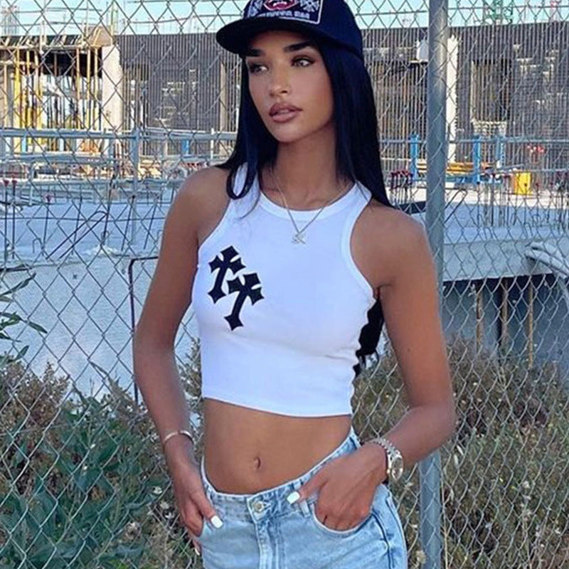 Vintage Y2g Shirts round Neck Vest Summer Slim Fit Sexy Navel