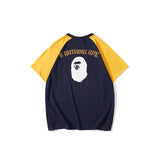 Bathing Ape T Shirt Summer Casual Loose plus Size Raglan Sleeve Color Matching T-shirt