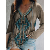 Romanian Gypsy Outfits Printed Long-Sleeved T-shirt for Women