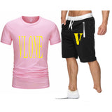 Vlone T Shirts & Shorts 2 Piece Set Men'S Printed Casual Short-Sleeved T-Shirt