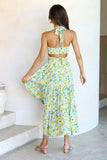 Gypsy Girl Outfits Printed Dress Casual Halter Suit
