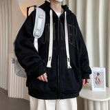 Men Hoodie Cardigan Sweater Teenagers Baggy Coat