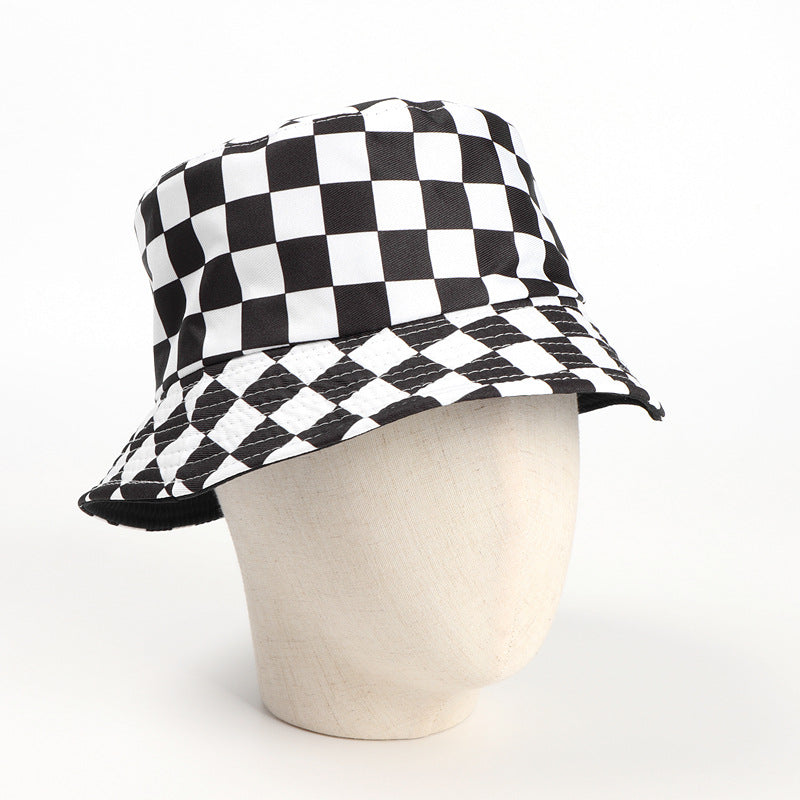 Bucket Hat Fishing Cap Cotton Print Fisherman Hat Plaid Printed Pattern Fashion Sun Hat for Men and Women