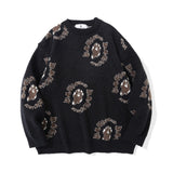 Men Sweater Cartoon Jacquard Sweater Men's Loose Pullover
