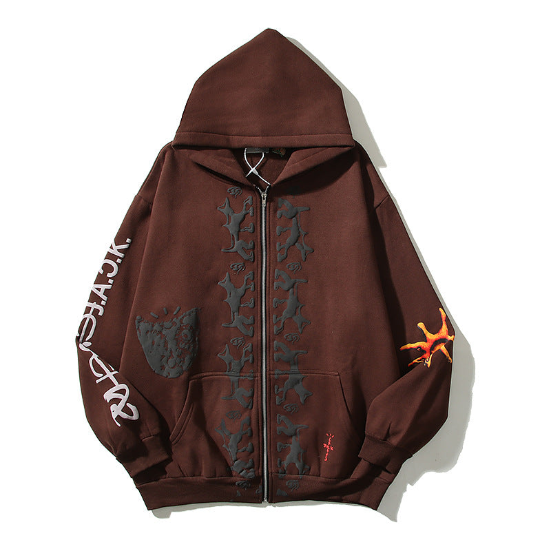 Cardigan Baseball Jacket Autumn and Winter TS Dog Zip Hoodei Puppy Puff Print Cardigan Velvet Hooded Sweater