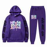 Never Broke Again Hoodie Casual Hooded Sweatshirt Casual Sports Pants