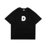Men T Shitrs Large Letter Printed Round Neck